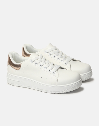 Εικόνα της Basic sneakers με διπλή σόλα Λευκό/Σαμπανί