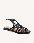 Εικόνα από Δερμάτινα σανδάλια Gioseppo με πλεκτά λουράκια Μαύρο