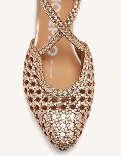 Εικόνα της Δερμάτινα γοβάκια Gioseppo με χιαστί σχέδιο Χρυσό