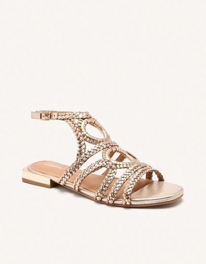 Εικόνα της Δερμάτινα σανδάλια Gioseppo με πλεκτά λουράκια Πλατίνα