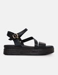 Εικόνα από Δερμάτινα σανδάλια flatforms Ελληνικής κατασκευής Μαύρο