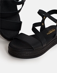 Εικόνα από Δερμάτινα σανδάλια flatforms Ελληνικής κατασκευής Μαύρο