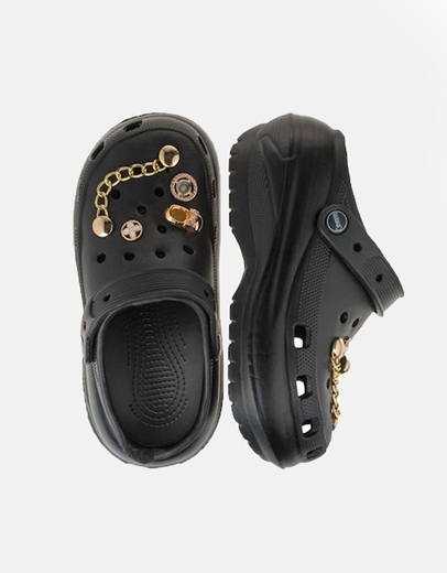 Εικόνα της Γυναικεία δίπατα σαμπό με μεταλλικά διακοσμητικά Μαύρο