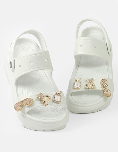 Εικόνα της Γυναικεία σαμπό με διπλή φάσα και διακοσμητικά Λευκό