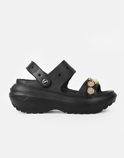 Εικόνα της Γυναικεία σαμπό με διπλή φάσα και διακοσμητικά Μαύρο