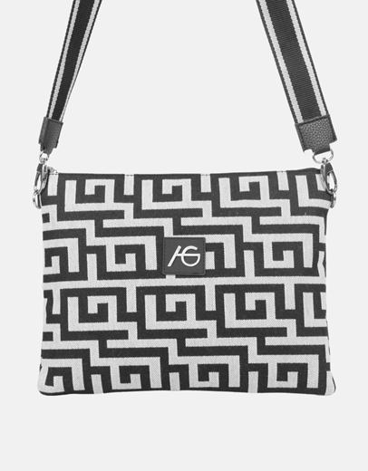 Εικόνα της Χειροποίητη τσάντα - φάκελος με μαίανδρο Μαύρο