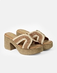 Εικόνα από Boho mules με χιαστί σχέδιο και ραφές Καφέ