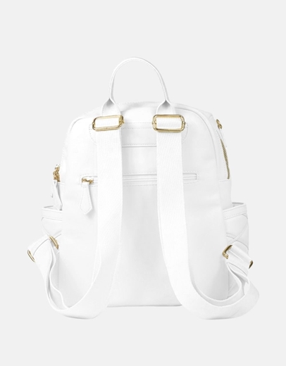Εικόνα της Γυναικείο χειροποίητο σακίδιο πλάτης με εξωτερικές θήκες Λευκό
