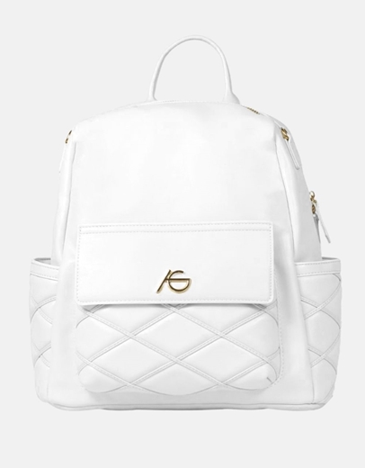 Εικόνα της Γυναικείο χειροποίητο σακίδιο πλάτης με εξωτερικές θήκες Λευκό