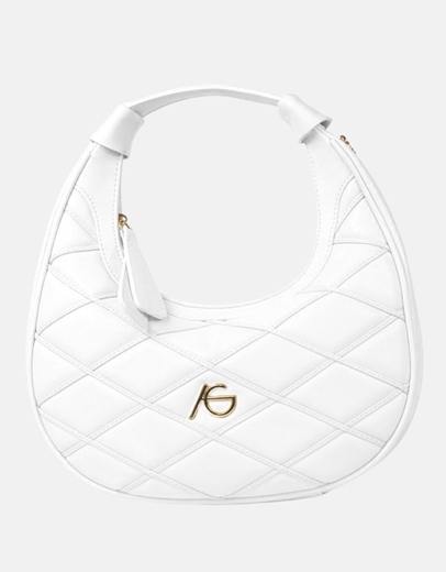 Εικόνα της Γυναικείο μονόχρωμο τσαντάκι χερός καπιτονέ Λευκό