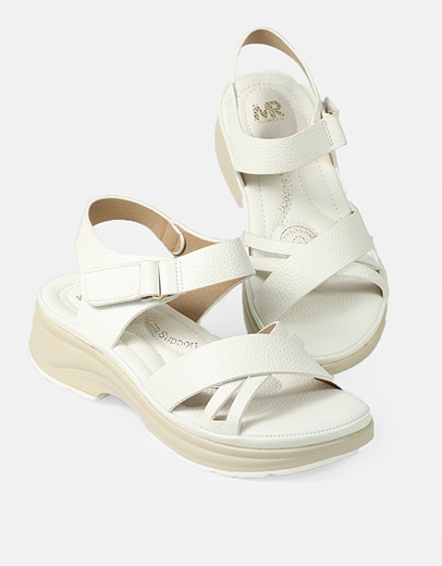 Εικόνα της Comfort γυναικεία σανδάλια δετά με λουράκι Λευκό