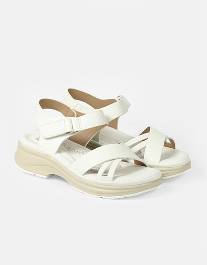Εικόνα της Comfort γυναικεία σανδάλια δετά με λουράκι Λευκό