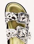 Εικόνα από Δερμάτινα σανδάλια με διχρωμία και σχέδιο print Λευκό/Μαύρο