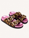 Εικόνα από Δερμάτινα σανδάλια με διχρωμία και σχέδιο print Λεοπάρ