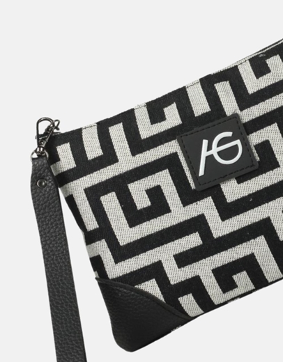 Εικόνα της Xειροποίητο τσαντάκι χειρός με μαίανδρο Μαύρο