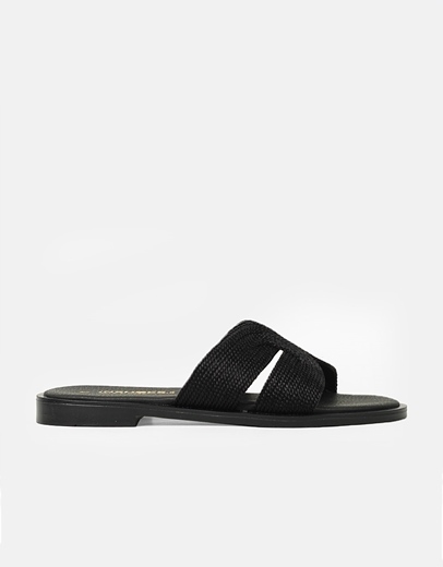 Εικόνα της Σανδάλια δερμάτινα Ελληνικής κατασκευής με ιδιαιίτερη πλέξη Μαύρο