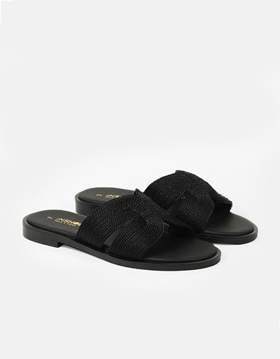 Εικόνα της Σανδάλια δερμάτινα Ελληνικής κατασκευής με ιδιαιίτερη πλέξη Μαύρο