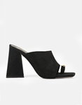 Εικόνα από Mules Ελληνικής κατασκευής με toe ring και ιδιαίτερο τακούνι Μαύρο