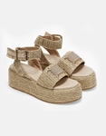 Εικόνα από Σανδάλια flatforms ψάθινα Ελληνικής κατασκευής με λουράκι Μπεζ