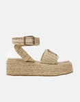 Εικόνα από Σανδάλια flatforms ψάθινα Ελληνικής κατασκευής με λουράκι Μπεζ