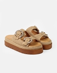 Εικόνα από Σανδάλια flatforms Ελληνικής κατασκευής με πλεκτό σχέδιο Ταμπά