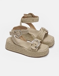 Εικόνα από Σανδάλια flatforms ψάθινα δετά Ελληνικής κατασκευής Μπεζ