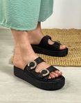 Εικόνα από Ψάθινα flatforms με διπλό τοκά από πετράδια Μαύρο