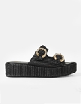 Εικόνα από Ψάθινα flatforms με διπλό τοκά από πετράδια Μαύρο