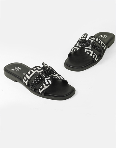 Εικόνα της Δερμάτινα σανδάλια Ελληνικής Κατασκευής με μαίανδρο και λουράκι Μαύρο