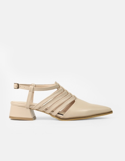 Εικόνα της Πέδιλα Ελληνικής κατασκευής μονόχρωμα με λουράκια Μπεζ