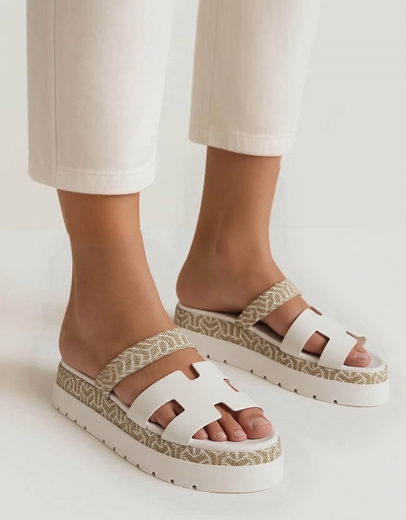 Εικόνα της Δερμάτινα σανδάλια Ελληνικής κατασεκυής με velcro Λευκό