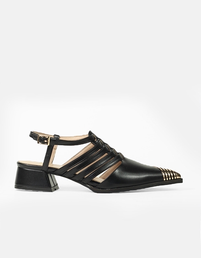 Εικόνα της Πέδιλα Ελληνικής κατασκευής με μεταλλική μύτη Μαύρο