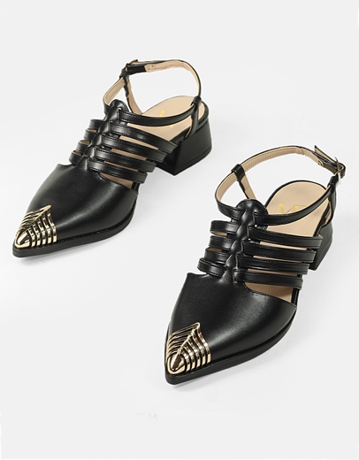 Εικόνα της Πέδιλα Ελληνικής κατασκευής με μεταλλική μύτη Μαύρο