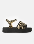 Εικόνα από Δερμάτινα flatforms Ελληνικής κατασκευής με σχέδιο print Ζέμπρα