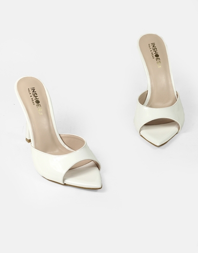 Εικόνα της Λουστρίνι mules μυτερά Ελληνικής κατασκευής Λευκό