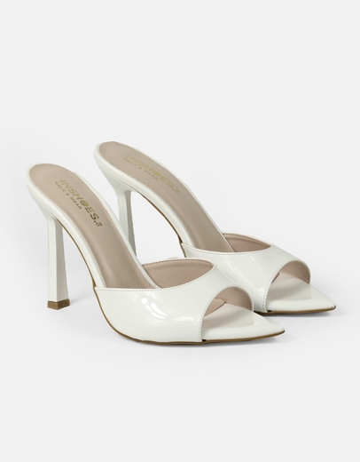 Εικόνα της Λουστρίνι mules μυτερά Ελληνικής κατασκευής Λευκό