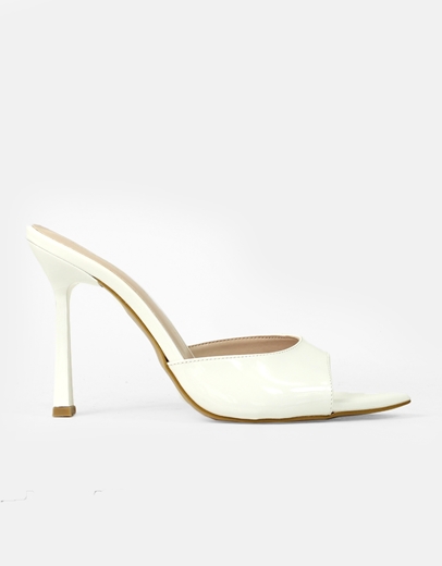 Εικόνα της Λουστρίνι mules μυτερά Ελληνικής κατασκευής Λευκό