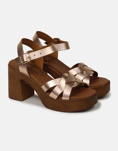 Εικόνα της Δερμάτινα πέδιλα Ελληνικής κατασκευής με σχέδιο πλέξης Χαλκός