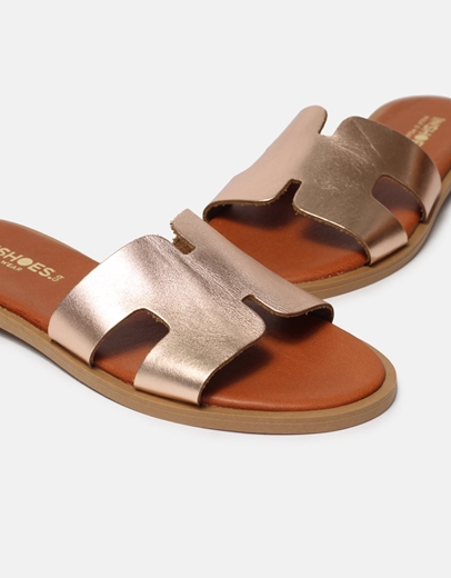 Εικόνα της Δερμάτινα σανδάλια Ελληνικής κατασκευής με ανοίγματα Χαλκός