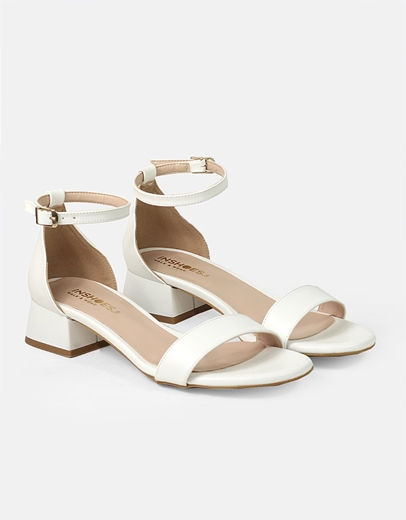 Εικόνα της Μονόχρωμα πεδίλα Ελληνικής κατασκευής με μπαρέτα Λευκό