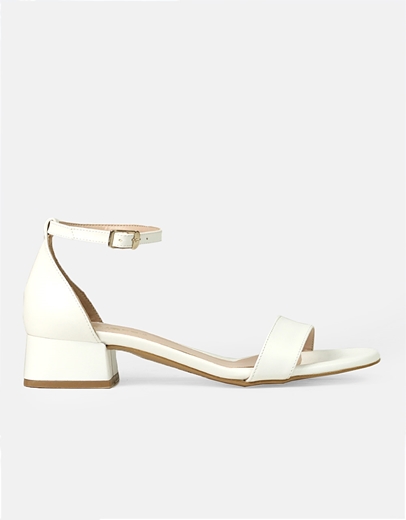 Εικόνα της Μονόχρωμα πεδίλα Ελληνικής κατασκευής με μπαρέτα Λευκό