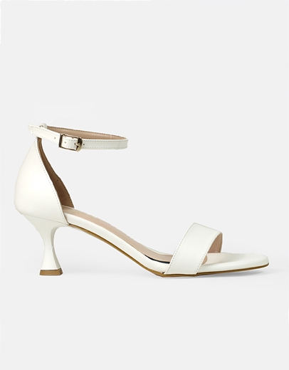 Εικόνα της Πεδίλα Ελληνικής κατασκευής με λεπτό τακούνι Λευκό