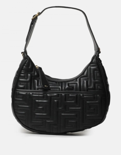 Εικόνα της Tσάντα ώμου με μοτίβο μαιάνδρου Μαύρο