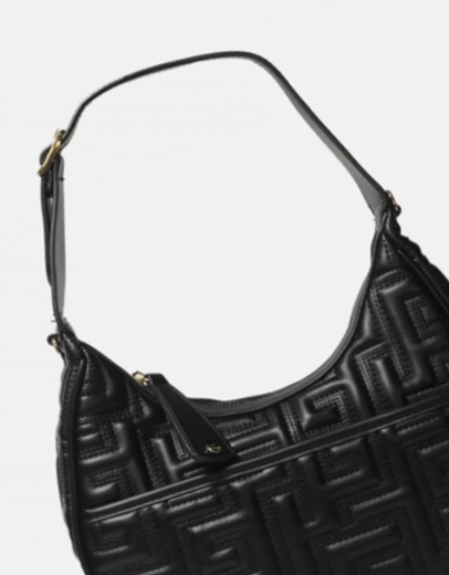 Εικόνα της Tσάντα ώμου με μοτίβο μαιάνδρου Μαύρο