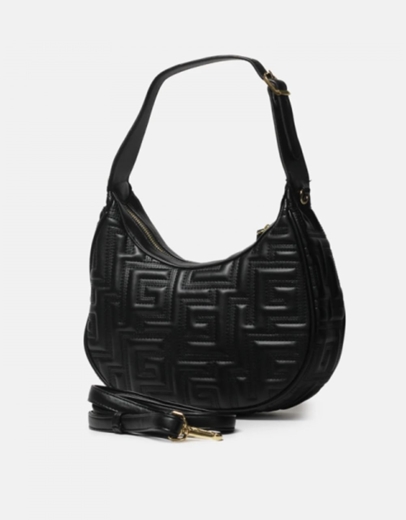 Εικόνα της Tσάντα ώμου με μοτίβο μαιάνδρου Μαύρο