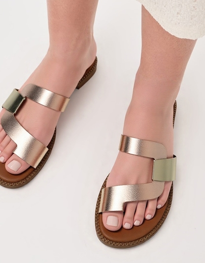 Εικόνα της Δερμάτινα σανδάλια Ελληνικής κατασκευής με ιδιαίτερο σχέδιο Χαλκός