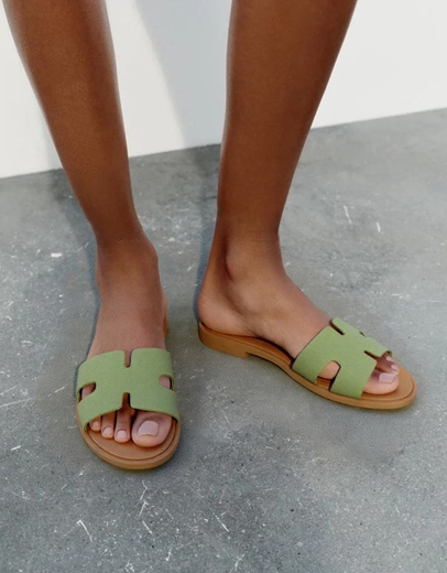Εικόνα της Δερμάτινα σανδάλια Ελληνικής κατασκευής με ανοίγματα Μέντα