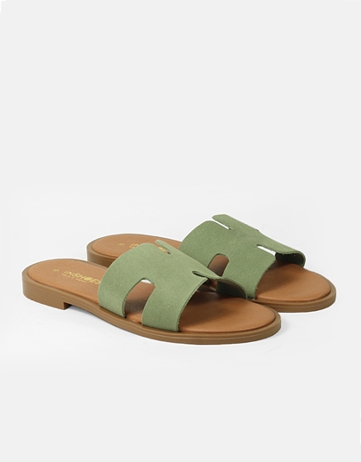 Εικόνα της Δερμάτινα σανδάλια Ελληνικής κατασκευής με ανοίγματα Μέντα
