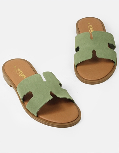 Εικόνα της Δερμάτινα σανδάλια Ελληνικής κατασκευής με ανοίγματα Μέντα