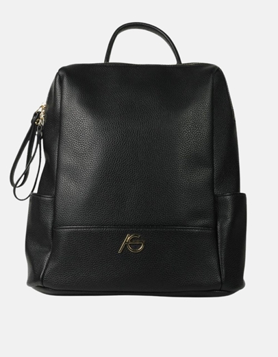 Εικόνα της Χειροποίητο σακίδιο πλάτης με εξωτερικά τσεπάκια Μαύρο